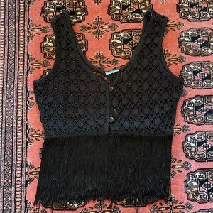 Vintage Crochet Fringe Vest